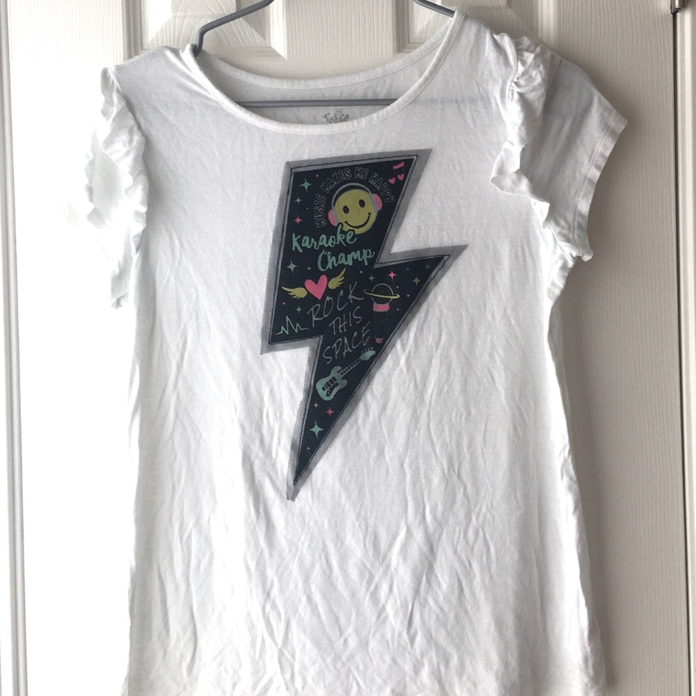 Justice ruffle sleeve with Appliqué top